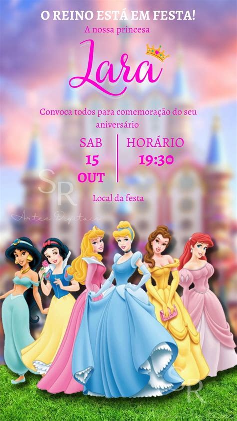 Fundo para convite princesas disney